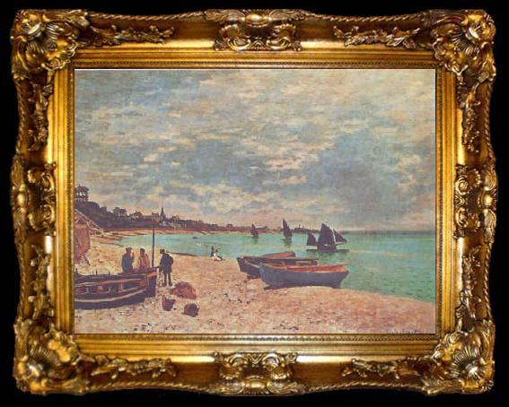 framed  Claude Monet Beach at Sainte-Adresse, ta009-2